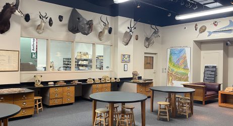 an office with a desk and chair in a room